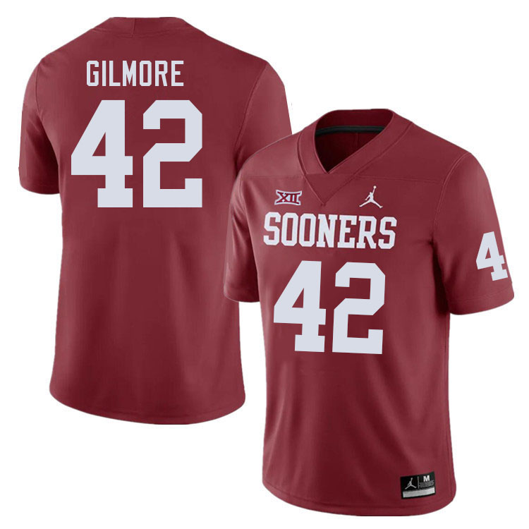 Men #42 Wyatt Gilmore Oklahoma Sooners College Football Jerseys Stitched-Crimson